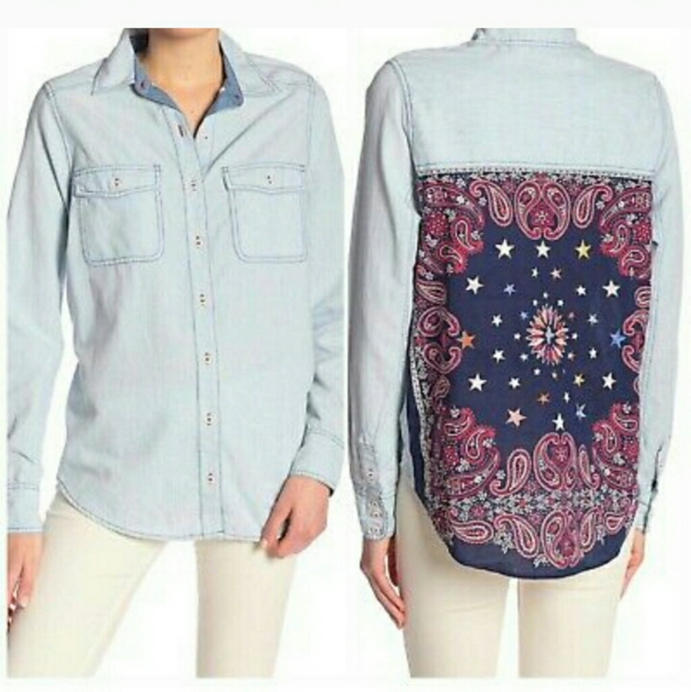 Free People Bandana Bandit Button Down Shirt